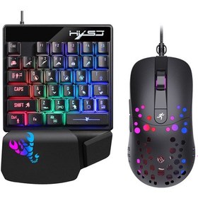 Resim Kangvka Hxsj V400 35 Tuş Tek El Klavye + A904 Rgb Işıklı Delikli Mouse Seti - Oyun Ve Ofis İçin 8 Rgb Efekti, 6 Dpı Ayarı, Ergonomik Tasarım Diğer 
