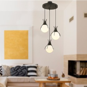 Resim Terra 3Lü Yuvarlak Siyah Modern Sarkıt Genç Odası Mutfak Yatak Od 