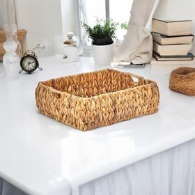 Resim Deconox El Yapımı Hasır Bombeli Dekoratif Sepet, Hasır Bombeli Dekoratif Tepsi 3 Model Seçenekli (32 * 25 * 11cm) (MODEL - 2) 