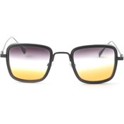 Resim TomyHelf Degrade Mor Sarı Camlı Kare Gözlük – Siyah Metal Çerçeve, Şık Unisex Model 