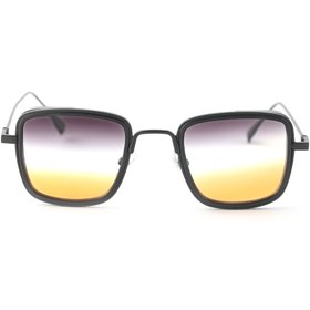 Resim TomyHelf Degrade Mor Sarı Camlı Kare Gözlük – Siyah Metal Çerçeve, Şık Unisex Model 