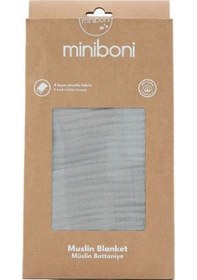 Resim Miniboni Müslin Bebek Battaniyesi 100x120 Cm Gri 