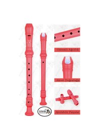 Resim Flüt Blok 1 Adet Helvacıoğlu Renkli Blok Flüt Abs Plastik 3 Parça Kaliteli Net Ve Yüksek Ses Kalitesi Fülüt Kırmızı 