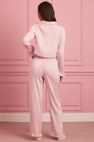 Resim Bebek Pembesi Fırfırlı Orta Bel Pijama Pantolon - S 