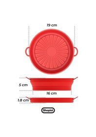 Resim Katlanabilir Airfryer Pişirme Kabı Silikon Pişirme Seti 6 Litreye Kadar Tüm Cihazlara Uygun Kırmızı 