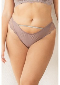 Resim Magic Form 686 Kadın Arkası Dantelli Taşlı Slip Külot-çinko Kahve 