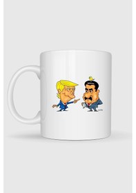 Resim Amerika Cumhurbaşkanı Trump Ve Venezuela Maduro Baskılı Kupa Bardak Beyaz 
