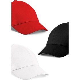 Resim Unisex 3'lü Set Kırmızı,beyaz Ve Siyah Renk Beyzbol Şapka - Unisex Beyaz - Kırmızı - Siyah 