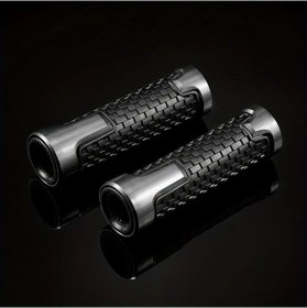 Resim Tongdashop 2 Adet Gri Evrensel 7/8" 22mm Motosiklet Tutacak Gidon Bobber Touring Dirt Bisiklet 
