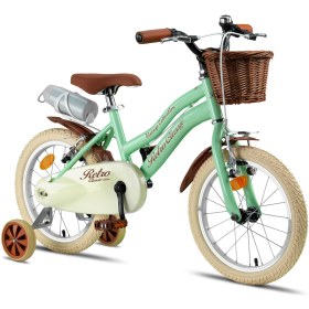 Resim Retro Classic Özel Seri, Hasır Örme Sepetli, Deri Elcikli 16 Jant Çocuk Bisikleti, 4-6 Yaş Çocuk Bisikleti (95-115CM), Unisex 