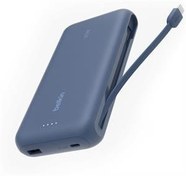 Resim Belkin BoostCharge Powerbank, 20K Entegre Kablolu Taşınabilir Güç Kaynağı, 30 W Güç İletimli Hızlı Şarj, USB-C, Mavi 