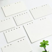 Resim 45 Yaprak/90 Sayfa A5/A6/A7 Gevşek Yaprak Değiştirme Ekleri - Izgara, Çizgili ve Nokta Matrisli, Boş Kağıtlı Kalın Kartonlu Ofis, Okul, Günlük Tutma, Sanat Malzemeleri için 6 Halkalı Dosya Dolgu 
