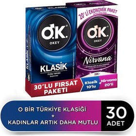 Resim Okey Klasik Prezervatif 10'lu + Nirvana Prezervatif 20'li 