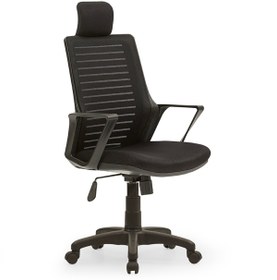 Resim MEHMET YAREN BURO Çizgili Arya3 Bilgisayar Koltuğu Ofis Müdür Büro Çalışma Sandalyesi Siyah Renk Plastik Ayaklı 