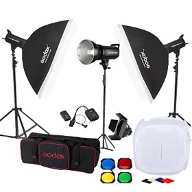 Resim Godox SK400 3'lü Paraflaş Set - Çekim Çadırı 120x120 CM 