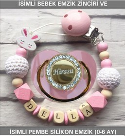 Resim Sahi Aksesuar İsimli Bebek Emzik Zinciri ve Bebek Silikon Emzik BEZYI210 Pembe 