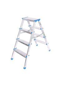 Resim 4+4 Çift Basamaklı Alüminyum Metal Merdiven Yükseklik 92cm Baş Genişlik 8cm 5250 