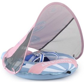 Resim Mambobaby Hot Air Balloon Yüzme Simidi - Mavi, Emniyetli, Gölgelikli Ve Ayak Destekli 