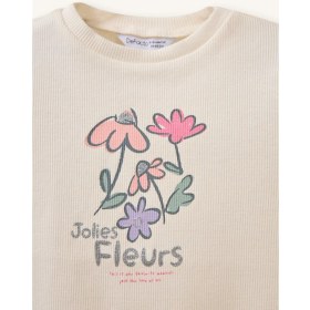 Resim DeFacto Bisiklet Yaka Floral Fitilli Kaşkorse Kısa Kollu Tişört Kız Bebek H3000A526SM 