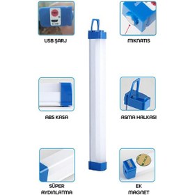 Resim Şarjlı Işıldak Mıknatıslı Kamp Lambası 1500 Lm 3 Mod Elektrikli Acil Durum El Feneri 50cm Pr305 Beyaz 
