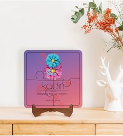 Resim Bk Gift Kişiye Özel Isimli Kadınlar Günü Tasarımlı Ahşap Standlı Puzzle Çerçeve-9 