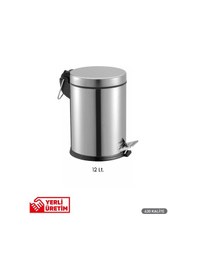 Resim Pedallı Çöp Kovası 12 Litre Paslanmaz Çelik Banyo, Mutfak & Wc Çöp Kovası 