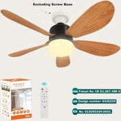 Resim 20,5 İnç Uzaktan Kumandalı Soketli Akıllı Fan Lamba, E26/E27 Soket Montajlı, Hafıza Fonksiyonlu Tavan Vantilatörü, 3000K-6500K Ayarlanabilir Parlaklık, 3 Kademeli Hız Ayarı, Küçük Yatak Odaları İçin Uygun. Geliştirilmiş Ahşap Desenli Kanatlar, Tüm Mevsimler için 2’si 1 Arada Fan Lambası 