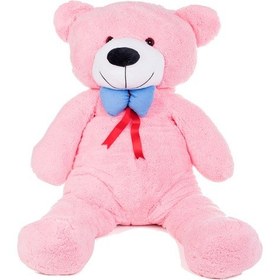Resim 90 Cm Papyonlu Sevimli Peluş Şaşkın Ayı - Sevgiliye Özel Hediye Pembe 