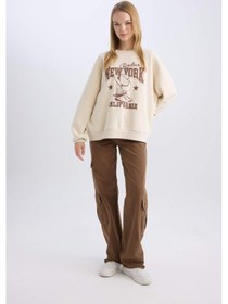 Resim DeFacto Straight Fit Gabardin Kışlık Pantolon Kargo Cepli Normal Bel Düz Paça D3762AX24AUBN549 Kahve 