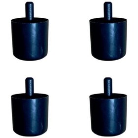 Resim Silindir Plastik Ayak Geçmeli Pimli - 50mm - Siyah 12mm Hks278 - 4 Adet 