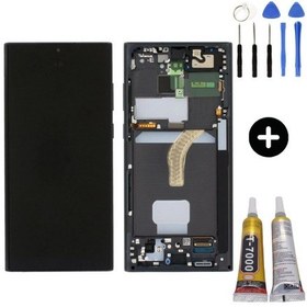 Resim Samsung Galaxy S22 Ultra Sm-s908 Uyumlu Çıtalı Hk Lcd Ekran Dokunmatik Siyah + Montaj Seti 