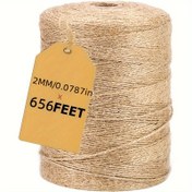Resim 2mm Çap, 656ft Uzunluk - Ağır Hizmet Tipi Jüt Halat, DIY El Sanatları, Ev Dekoru, Bahçe, Paketleme ve Dış Mekan Kullanımı İçin Dayanıklı - Güçlü, Esnek ve Aşınmaya Dayanıklı, Dış Mekan Halatı|Doğal Fiber Halat|Dayanıklı Halat 