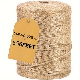 Resim 2mm Çap, 656ft Uzunluk - Ağır Hizmet Tipi Jüt Halat, DIY El Sanatları, Ev Dekoru, Bahçe, Paketleme ve Dış Mekan Kullanımı İçin Dayanıklı - Güçlü, Esnek ve Aşınmaya Dayanıklı, Dış Mekan Halatı|Doğal Fiber Halat|Dayanıklı Halat 