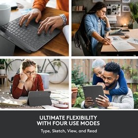 Resim Logitech Combo Touch Ayrılabilir 10. Nesil iPad Klavye Kılıfı, Büyük Hassas İzleme Pedi, Tam Boy Arkadan Aydınlatmalı Klavye ve Akıllı Konektör Teknolojisi, Siyah 