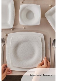 Resim Karaca Fine Pearl Helen 62 Parça 12 Kişilik İnci Kare Yemek Takımı 