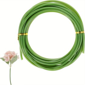 Resim 1 adet 5.0 Metre Yeşil Plastik Çiçek Tüpü - DIY Düğün Buketleri, Butoniyerler ve Çiçek Düzenlemeleri için İdeal, Altın Bantlar ile Dikilitaşları Güvence Altına Alır 