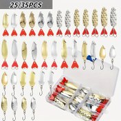 Resim 25 Adet/35 Adet Demir Balıkçılık Yem Seti, Karışık Renk, Yem Türü: Lyra, Metal Balık Kaşığı, Güçlü Çekicilik, Keskin Üç saç tokası, Levrek, Siyah Balık, Alabalık, Yayın Balığı, Tatlı Su Balıkçılığı İçin, Sevgililer Günü, Şükran Günü, Noel, Yeni Yıl İçin Mükemmel Hediye ile 