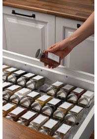 Resim 24'lü Şeffaf Kristal Plexi Standlı Cam Baharatlık Seti Kapaklı Beyaz Etiketli Baharatlık Mh03slvr24 Beyaz - Şeffaf 