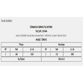 Resim Gürmaksan Zımpara Taş Motoru 250 mm Mono 