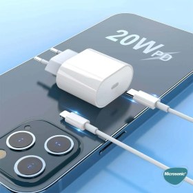 Resim Microsonic Apple iPhone Uyumlu 11 Pro Max Usb-C Güç Adaptörü, Type-C Priz Şarj Cihazı Adaptörü 