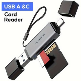 Resim PULWTOP USB 3.0 SD Kart Okuyucu, Dijital Kamera SD Kart Görüntüleyici için 2'si 1 Arada USB C Hafıza Kartı Okuyucu, SD/TF ile Uyumlu, MacBook Air, iPad için 