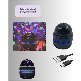 Resim 360 Dönen Galaxy Projektörlü Gece Lambası Star Master Yıldızlı Gökyüzü Efekti Çok Renkli 