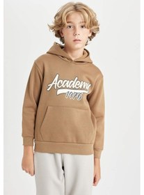 Resim DeFacto Erkek Çocuk Kapüşonlu Cepli Baskılı Kalın Sweatshirt C9806A824WNBN315 