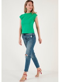 Resim Lela Bisiklet Yaka % 100 Pamuk Basic Bayan T Shirt 5864121 Benetton 