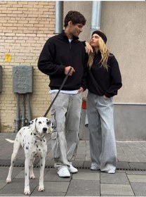 Resim Tarzsokak Unisex Relaxed Fit Yarım Fermuarlı Dik Yaka Sweatshirt Siyah Siyah 