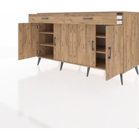 Resim Kronos Konsol 4 Raflı 2 Çekmeceli 4 Kapaklı 176x59x99 Çam-çam Çam-çam 