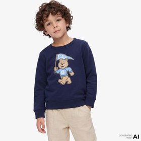 Resim Gap V-Bf Print Crew Çocuk Lacivert Sweatshirt 