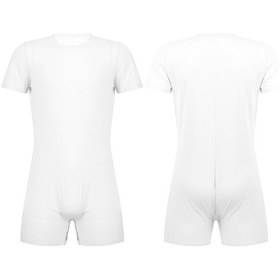 Resim Erkek Tek Parça Kısa Kollu Basın Kasık T-shirt Bodysuit Romper Bebek Bezi Pijama Beyaz 