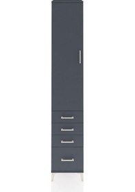 Resim Hyperion Dolap 2 Raflı 4 Çekmeceli Tek Askılı 44x44x243 Antrasit-antrasit Antrasit 