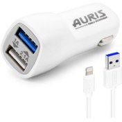 Resim Teknoloji Gelsin Auris 3.1a Hızlı Lightning Iphone Kablo 2 Usb Girişli Araç Oto Şarj Başlığı Çakmaklık Apple -beyaz- 